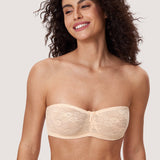 Women's Lace Strapless Bra Rose White