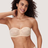 Women's Lace Strapless Bra Rose White