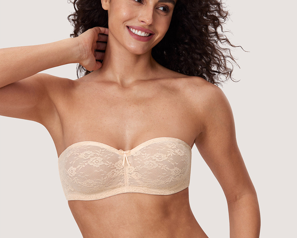 Women's Lace Strapless Bra Rose White