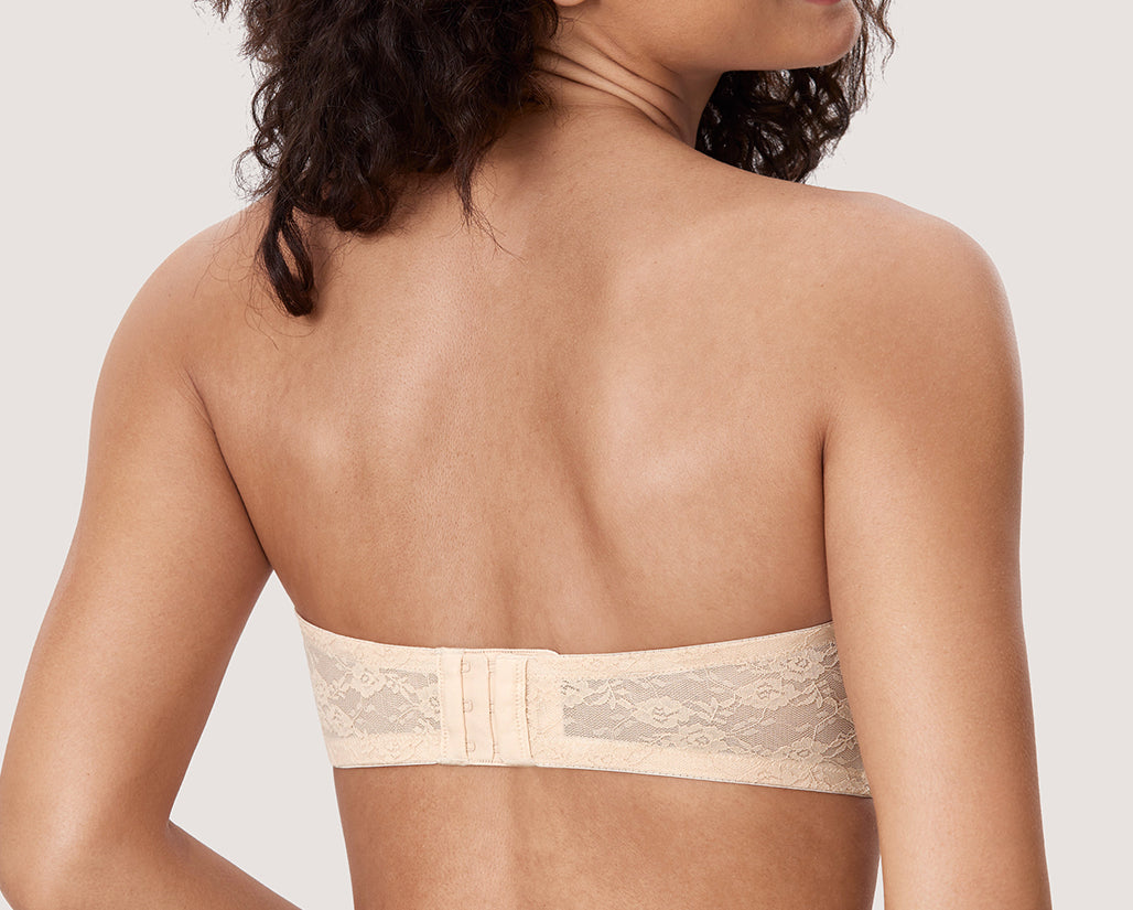 Women's Lace Strapless Bra Rose White