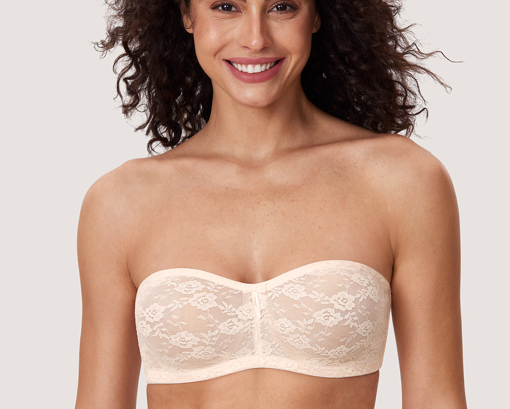 Women's Lace Strapless Bra Rose White
