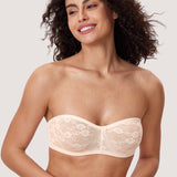 Women's Lace Strapless Bra Rose White
