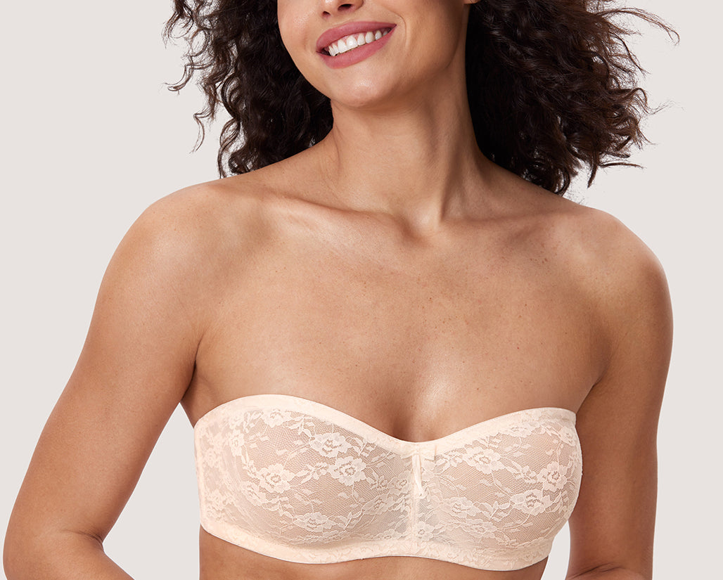 Women's Lace Strapless Bra Rose White