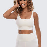 CRZ YOGA Women's U Back Sports Bra White Apricot