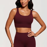 CRZ YOGA Women's U Back Sports Bra Red Merlot