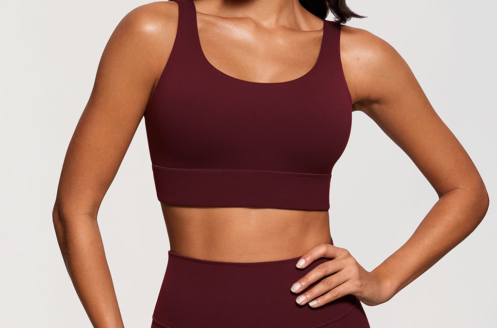 CRZ YOGA Women's U Back Sports Bra Red Merlot