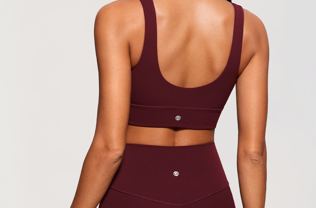 CRZ YOGA Women's U Back Sports Bra Red Merlot