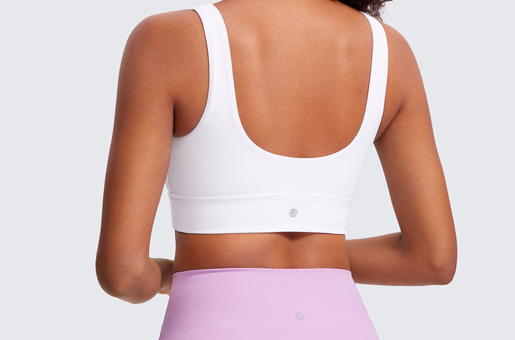 CRZ YOGA Women's U Back Sports Bra White