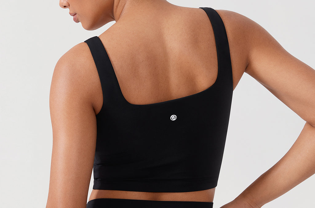 CRZ YOGA Women's Square Neck Longline Sports Bra Grape Thistle Purple