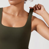 CRZ YOGA Women's Square Neck Longline Sports Bra Ripe Plum