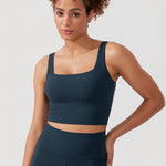 CRZ YOGA Women's Square Neck Longline Sports Bra Washed Mauve