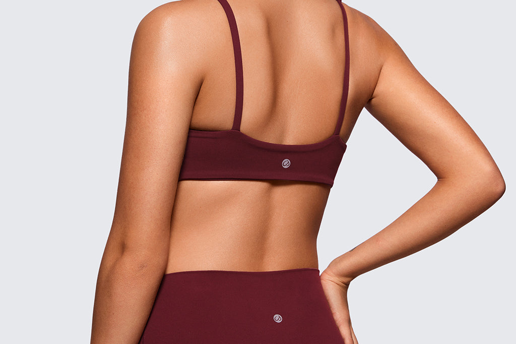 CRZ YOGA Women Butterluxe Square Neck Cami Padded Mini Bra Red Merlot