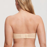 Women's Eyelash Lace Strapless Bra Blush Beige