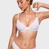 Women's Mesh Plunge Bra White