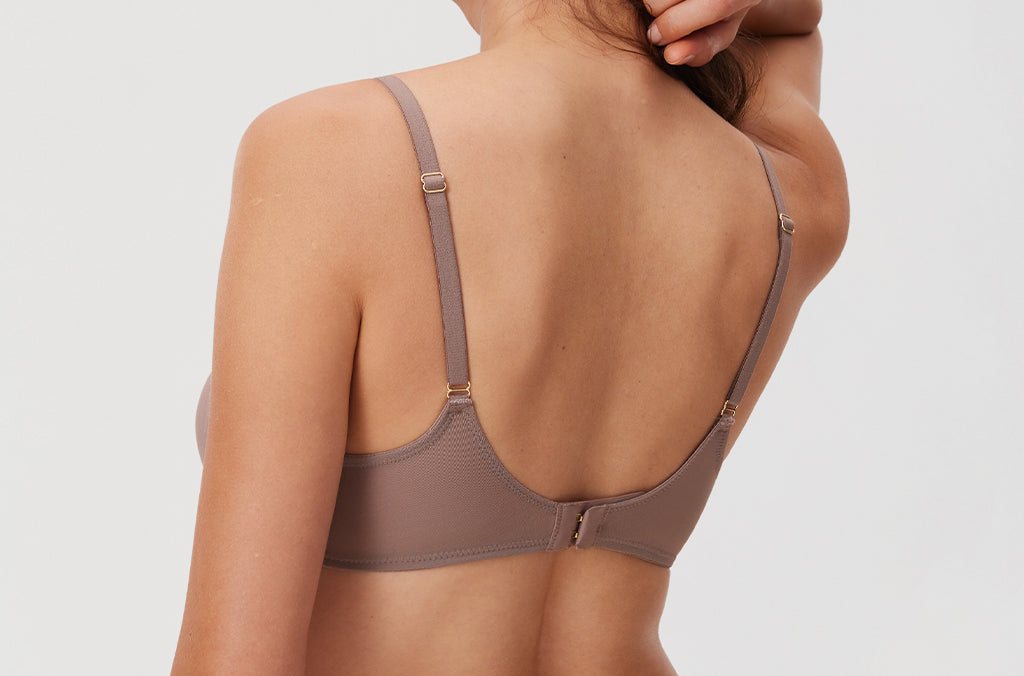 Women's Mesh Plunge Bra Brown Purple