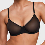 Women's Sheer Mesh Demi Bra Black