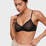 Women's Sheer Mesh Demi Bra Black