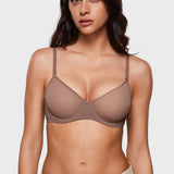 Women's Sheer Mesh Demi Bra Brown Purple
