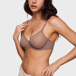 Women's Sheer Mesh Demi Bra Brown Purple