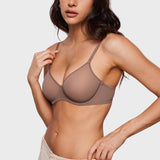 Women's Sheer Mesh Demi Bra Brown Purple