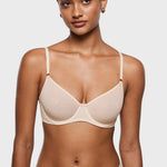 Women's Sheer Mesh Demi Bra Beige