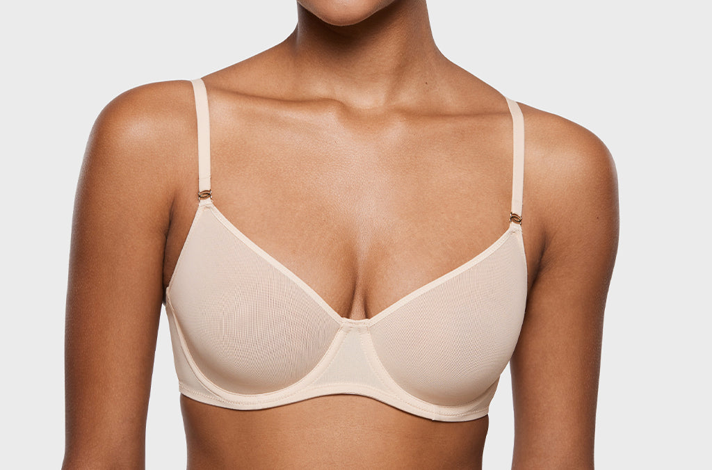Women's Sheer Mesh Demi Bra Beige