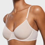 Women's Sheer Mesh Demi Bra Coconut White