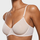 Women's Sheer Mesh Demi Bra Coconut White