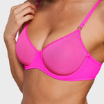 Women's Sheer Mesh Demi Bra Glitter Rose