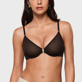 Women's Sheer Front Closure Bra Black