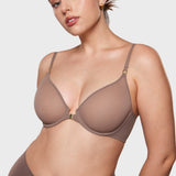 Women's Sheer Front Closure Bra Brown Purple