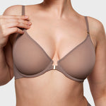 Women's Sheer Front Closure Bra Brown Purple