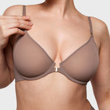 Women's Sheer Front Closure Bra Brown Purple