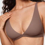 Women's Inbarely® Soft Deep V Triangle Bralette Brown Purple
