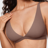Women's Inbarely® Soft Deep V Triangle Bralette Brown Purple