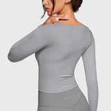 Women's Natrelax V-Neck Long Sleeve Tops Rhino Grey