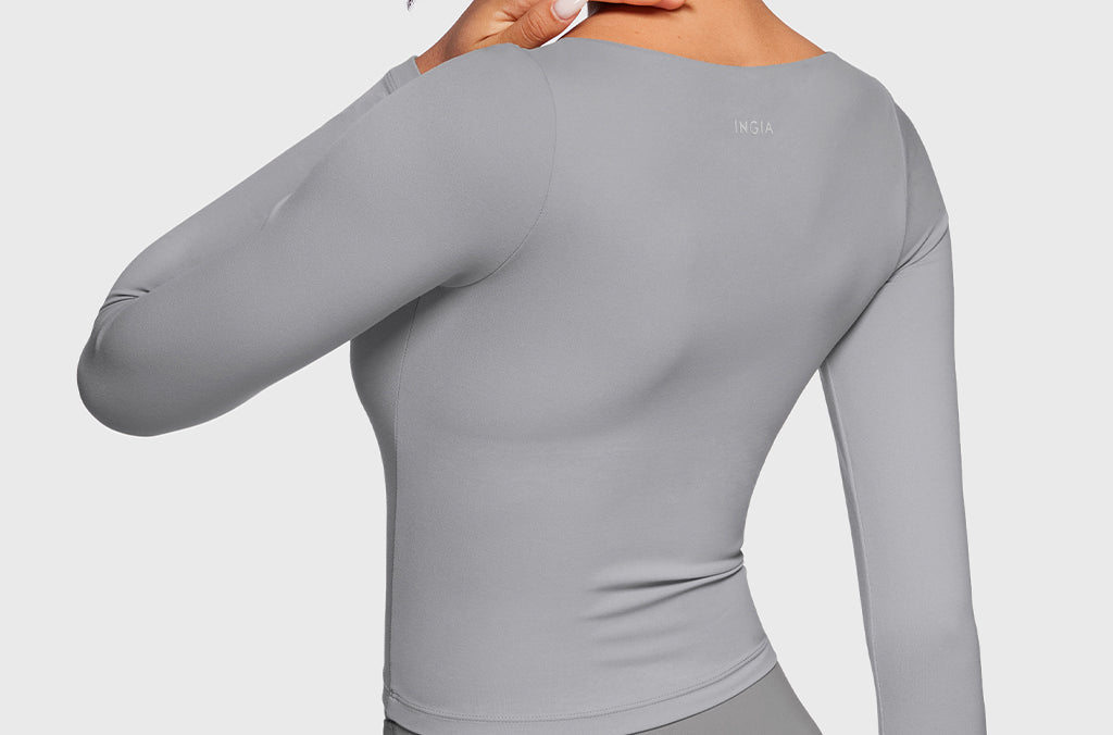 Women's Natrelax V-Neck Long Sleeve Tops Rhino Grey