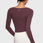 Women's Natrelax V-Neck Long Sleeve Tops Americano