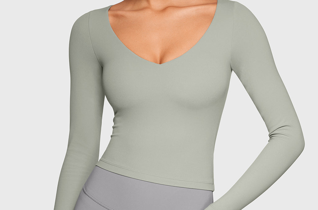 Women's Natrelax V-Neck Long Sleeve Tops Mineral