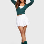 Women's V-Neck Cross Ballet Wrap Top Americano