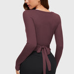 Women's V-Neck Cross Ballet Wrap Top White