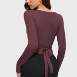 Women's V-Neck Cross Ballet Wrap Top White