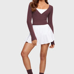 Women's V-Neck Cross Ballet Wrap Top White