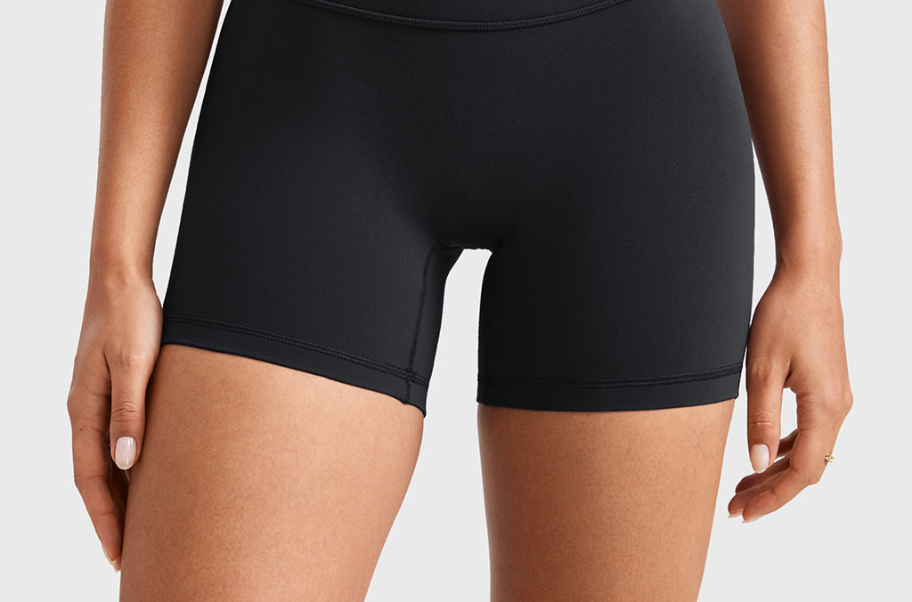 INGIA Womens High Waist No Front Seam Scrunch Butt Biker Shorts 5'' V-Back Scrunch Booty Gym Workouts Mineral