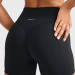 INGIA Womens High Waist No Front Seam Scrunch Butt Biker Shorts 5'' V-Back Scrunch Booty Gym Workouts Mineral