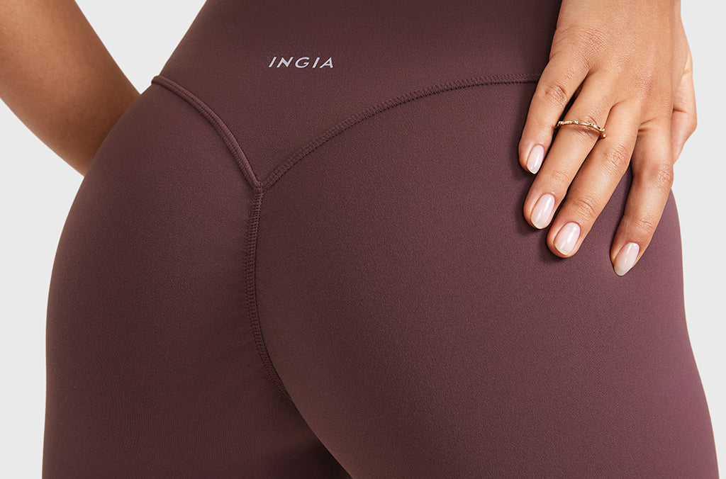 INGIA Womens High Waist No Front Seam Scrunch Butt Biker Shorts 5'' V-Back Scrunch Booty Gym Workouts Mineral