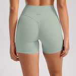 INGIA Womens High Waist No Front Seam Scrunch Butt Biker Shorts 5'' V-Back Scrunch Booty Gym Workouts Milk Pink