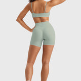 INGIA Womens High Waist No Front Seam Scrunch Butt Biker Shorts 5'' V-Back Scrunch Booty Gym Workouts Milk Pink