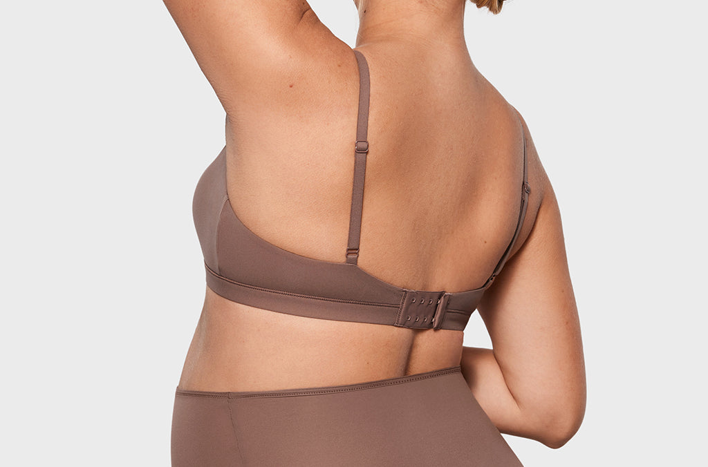 Women's Inbarely® Soft Three Layer Nursing Bralette - Scoop Neck Brown Purple @model_info:ES2