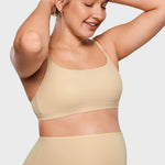 Women's Inbarely® Soft Three Layer Nursing Bralette - Scoop Neck Light Oatmeal @model_info:ES4
